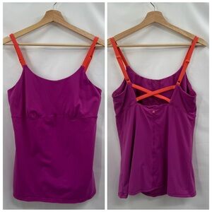 Prana Nixie Yoga Top W/Built In Bra in Purple/Orange | XL